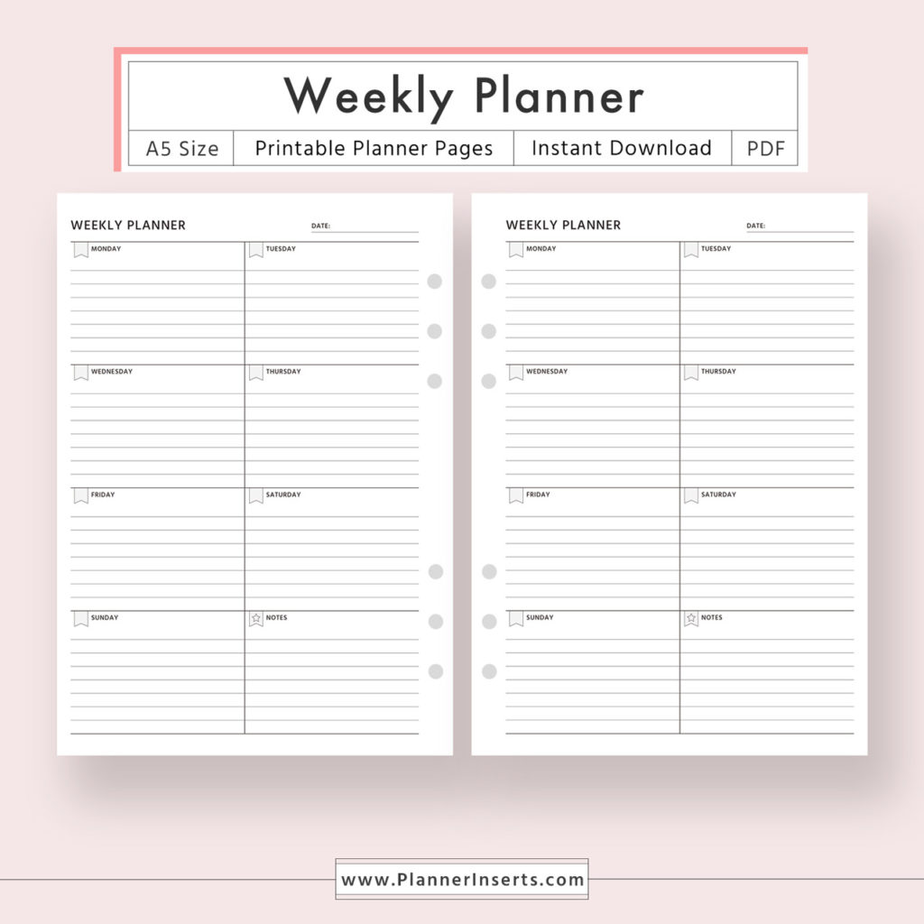Weekly Planner For Unlimited Instant Download Printable Planner