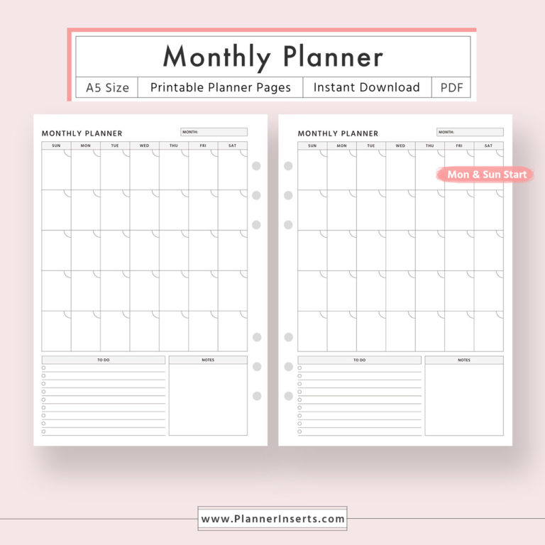 Undated Monthly Planner for Unlimited Instant Download – Digital ...